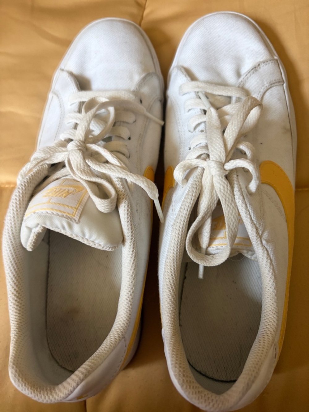 Nike White Canvas Sneakers with Yellow Swoosh Accent - Picture 5 of 7